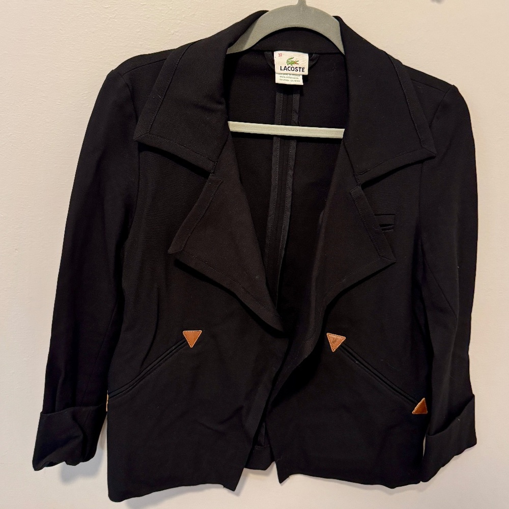Lacoste Black Viscose Blazer Jacket, Women's Size EU 38/ US size 6